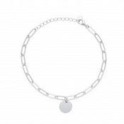 Silver Link Bracelet With Engravable Round Disc image