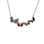 Silver and Rose Butterfly CZ Pendant