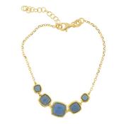 Gold Plated Silver Blue Cabochon Stone Bracelet