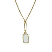 Gold Plate Silver Pink Stone Drop Pendant and Chain