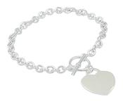 Silve Bracelet with Engravable Heart Disc and T Bar