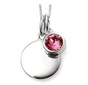 Silver October Birthstone Disc