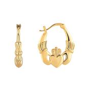 Gold Plate on Sterling Silver Claddagh Hoop Earrings image