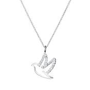 Sterling Silver CZ Set Dove on Chain image