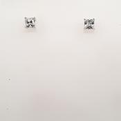 Sterling Silver Square Stud CZ Earrings image