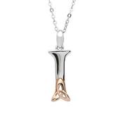 Silver celtic initial I pendant with rose gold plated trinity knot image