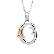 Silver celtic initial O pendant with rose gold plated trinity knot image