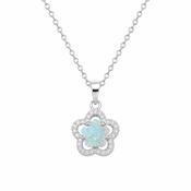 Silver Opal Flower Cluster Pendant