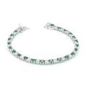 Silver Green and White Cubic Zirconia Bracelet