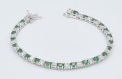 Silver Green and White Cubic Zirconia Bracelet