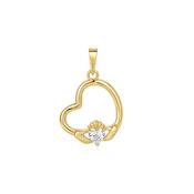 Gold Plate Silver Claddagh Heart Pendant and Chain image