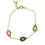 Gold Plated Silver 3 Stone Champagne and Coffee Bracelet