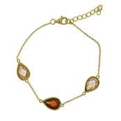 Gold Plated Silver 3 Stone Garnet and Champagne Bracelet
