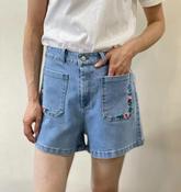 Denim Shorts with Floral Detail image