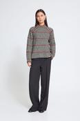 Kamara Stripe Knit in Black, White and Salsa