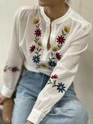 Long Cotton Blouse with Floral Embroidery image