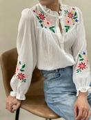 Long Sleeve Blouse with Flower Embroidery image