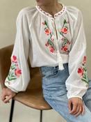 Long Sleeve Blouse with Flower Embroidery and Tie Detail image