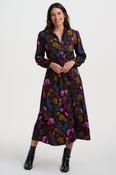 Dottie Maxi Shirt Dress in Black with Jungle Panther Pattern