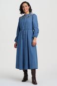 Ivana Midi Shirt Dress Mid Blue with Autumn Floral