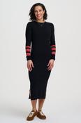 Liselle Midi Knit Dress in Black with Leopard Stripes
