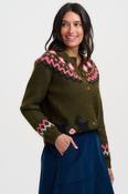 Olana Cardigan in Olive Goat Meadow Fairisle