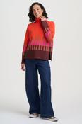 Serita Roll Neck Jumper in Orange Section Stripes