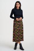 Jayda Jersey Skirt in Black with Forest Folklore Pattern