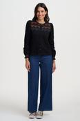 Luisa Blouse in Black with Aztec Chevron Embroidery