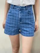 Denim Shorts with Grid Pattern image