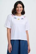 Celia Heavy-Weight T-Shirt in White with Flower Chain image