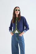 Two Tone Knit Carigan in Blue and Green