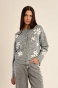 Knit Cardigan with Floral Embroidery