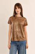 Metallic T Shirt in Camel image