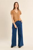 V Neck T Shirt in Camel image