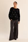 Knit Sweater with Glittery Hearts