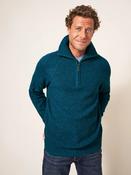 Mead Zip Neck Rib Jumper