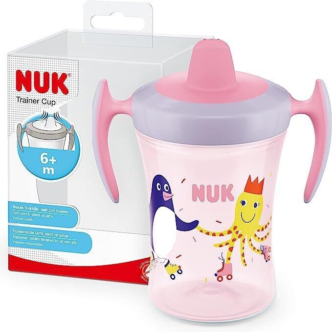NUK Mini Magic Cup Sippy Cup, 360° Anti-Spill Rim, 6+ Months, Easy Grip  Handles, BPA-Free, 160 ml