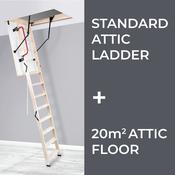 Standard Attic Ladder &amp; 20 Meters Square Of Attic Flooring Bundle - O'Meara Attic Solutions