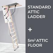 Standard Attic Ladder &amp; 5 Meters Square Of Attic Flooring Bundle - O'Meara Attic Solutions image