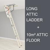 Long Attic Ladder &amp; 10 Square Meters of Attic Flooring Bundle - O'Meara Attic Solutions
