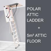 Polar Attic Ladder &amp; 5 Square Meters of Attic Flooring Bundle - O'Meara Attic Solutions