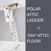 Polar Attic Ladder &amp; 10 Square Meters of Attic Flooring Bundle - O'Meara Attic Solutions