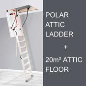 Polar Attic Ladder &amp; 20 Square Meters of Attic Flooring Bundle - O'Meara Attic Solutions