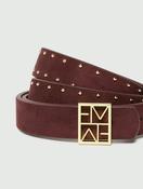 REVERSIBLE BELT WITH GOLD-FINISH EMMEGRAM BUCKLE - BORDEAUX image