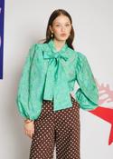 Vine Jacquard Bow Blouse