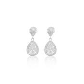 Silver Teardrop Halo Drop Earrings image