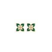 Synthetic Malachite and Flower Stud Earring image