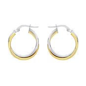 9ct 2-Colour Gold 19mm Crossover Hoop Earrings