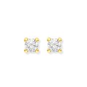 9ct Gold White 4mm CZ April Birthstone Stud Earrings